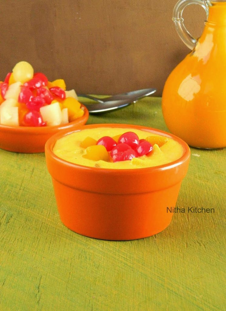 Mango fruit custard using canned fruits restaurant style