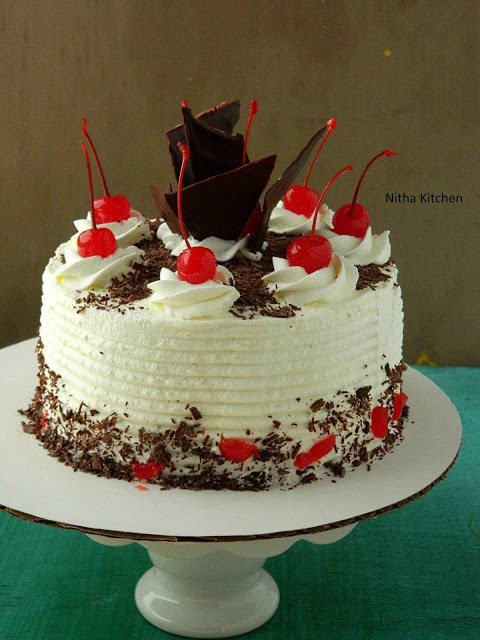 Eggless Black Forest Cake with Hot Chocolate Sponge