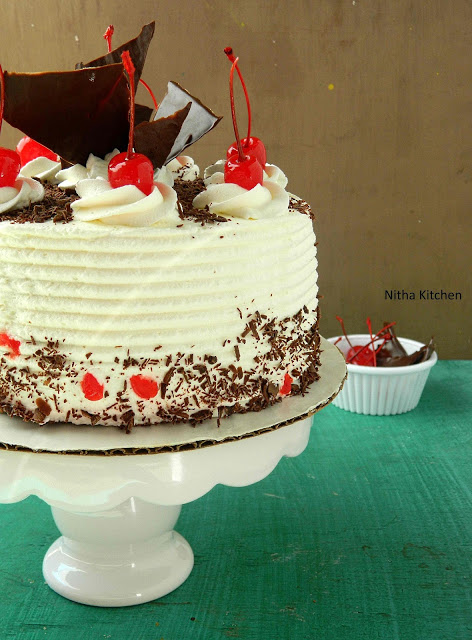 Eggless Black Forest Cake with Hot Chocolate Sponge