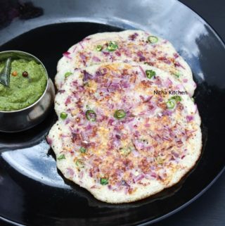 Kambu uthappam Othappam with coriander and Beetroot Chutney