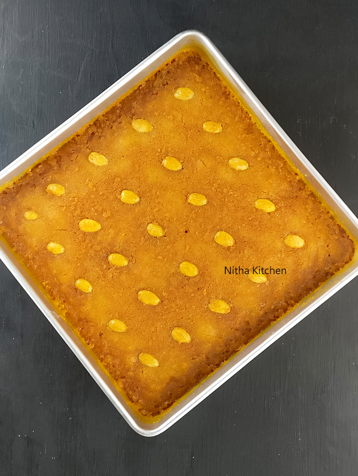 Eggless Turmeric Semolina Cake Sfouf Video Recipe