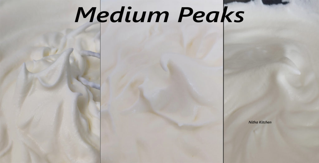 medium peaks in hand whipped cream