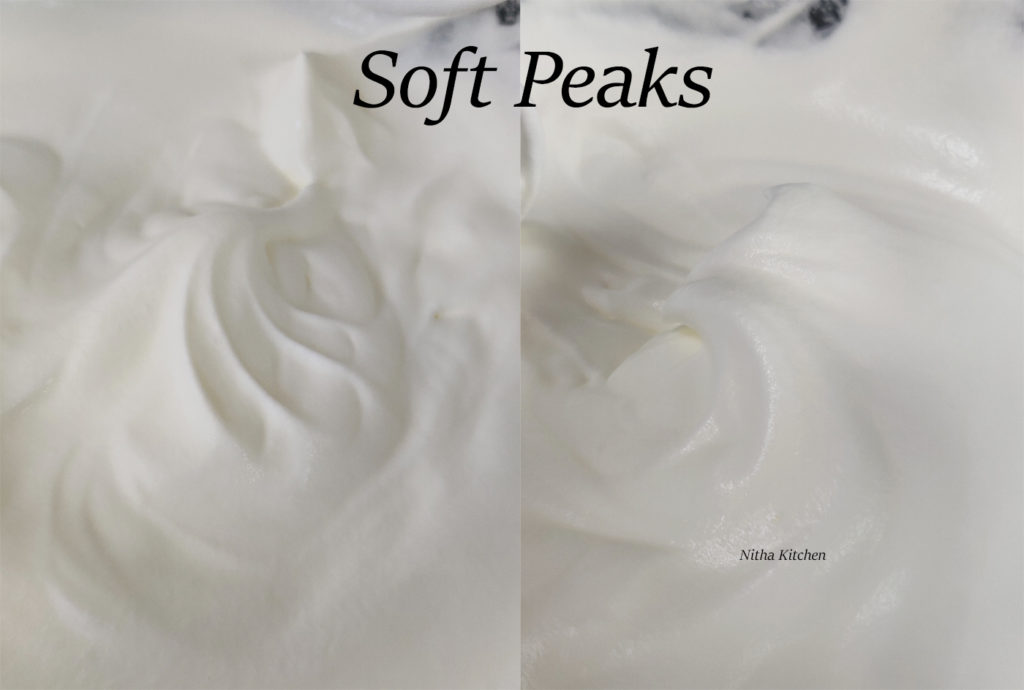 soft peaks in whipped cream using hand whisk