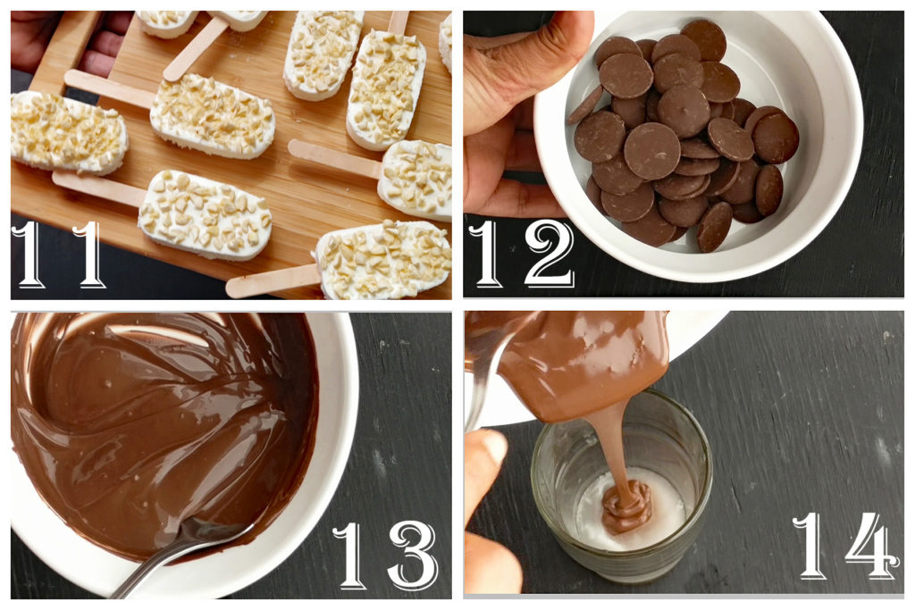 step by step melting chocolate for choco bar ice cream bars recipe