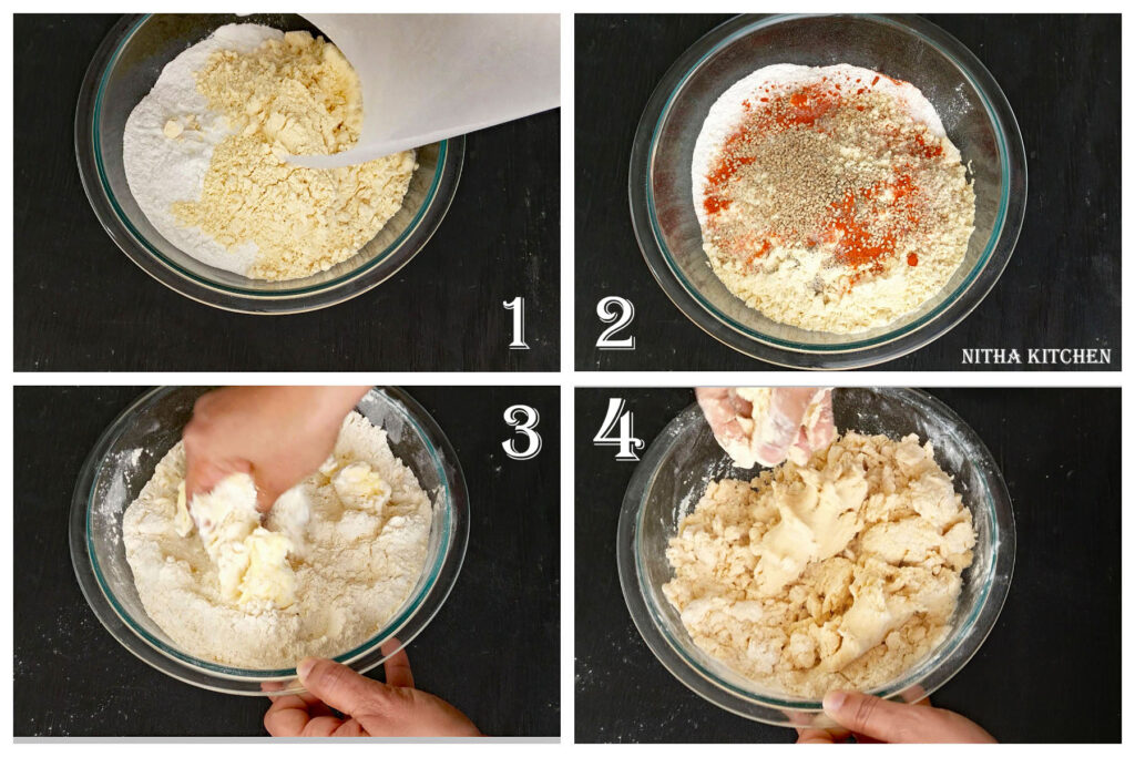 step by step Instant Rice Flour Butter Murukku Vennai Murukku Benne Chakli preparation