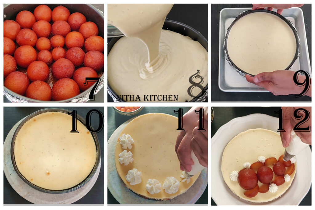step by step preparation of gulkand rose gulab jamun cheesecake recipe