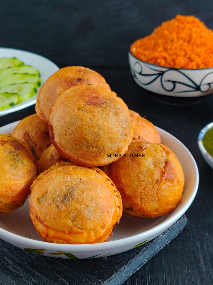 Batata Vada Potato Fritters in appe pan for popular street food vada pav