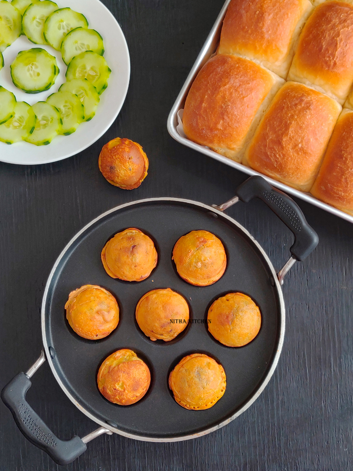 Batata Vada Potato Fritters in appe pan for popular street food vada pav