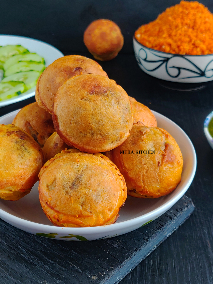 Batata Vada Potato Fritters in appe pan