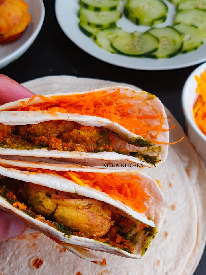 Tortilla Wrap Hack with spicy potato filling Potato fritters and chutney wrap. Tortilla Folding Hack recipe ideas with Indian Twist