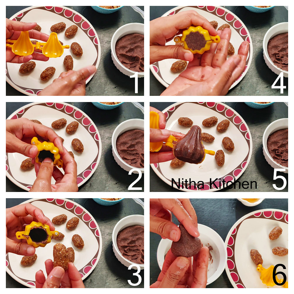 millet kozhukattai, ragi inippu kozhukattai, ragi modaks, ragi sweet modak recipe, ragi purana inippu kozhukattai, kelvaraghu maavu modhagam recipe, ragi maavu kozhukattai, ganesh chaturthi special recipe, how to make millet kozhukattai, how to make perfect millet outer layer for modaks, how to shape thin poorana kozhukattai, how to shape thin purana kolukattai,  vella pooranam kozhukattai recipe, Kadalekayi kozhukattai, Kadalekayi modak, moongphali modak, nitha kitchen video recipes, no mold kolukattai recipe, no mold modak recipe, no mould kozhukatai recipe, millet kozhukattai, palli pooranam kudumulu kozhukattai, Peanut palm jaggery modaks video tutorial, how to make millet kozhukattai, steamed millet flour dumplings, thin millet mel maavu for modhagam, vinayagar ganesh chathurthi special recipe, மேல் மாவு மெல்லியதாக செய்வது எப்படி, மேல் மாவு மோதகம் செய்வது எப்படி, கேழ்வரகு வேர்க்கடலை பூரணம் கொழுக்கட்டை , கேழ்வரகு கொழுக்கட்டை